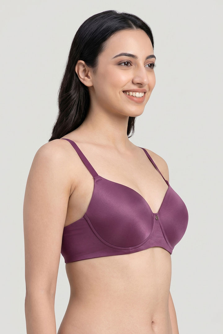 Zivame Marshmallow Padded Non Wired 3/4Th Coverage T-Shirt - Plum Caspia — image 3